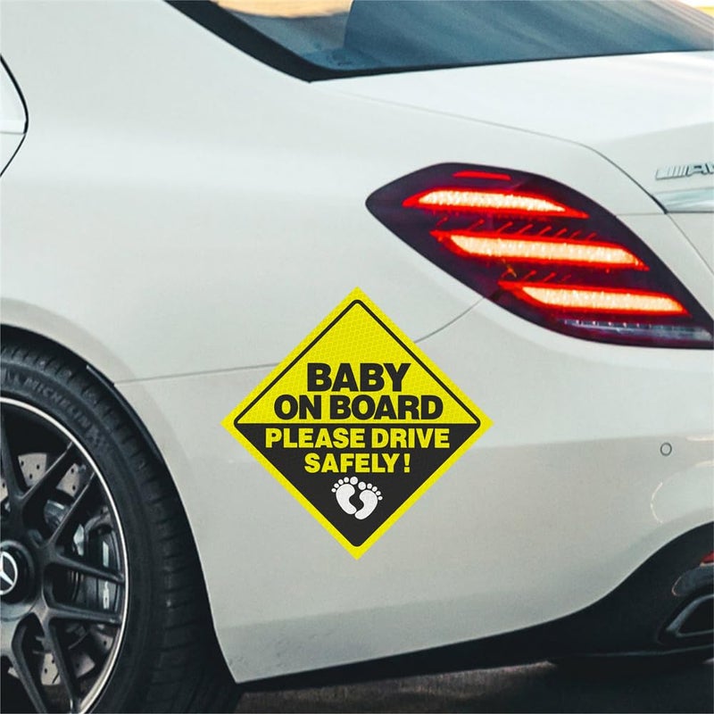 TIPSANGGO 2Pack Baby On Board Sticker for Cars- Please Drive Safely High Intensity Reflective Waterproof Vinyl Baby Safety Car Signs for Rear, Side Windows, Bumpers - Image 5
