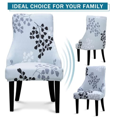 Liykimt Stretch Wingback Side Cairs Slipcover-Accent Cover Cover Slipper With Arm Telderged Arm Canning Chain مع حامي مقطوع لتناول الطعام مجموعة من رمادي 2 رمادي - Image 4