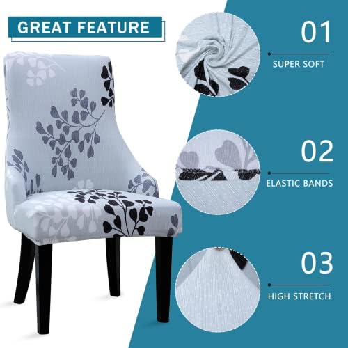 Liykimt Stretch Wingback Side Cairs Slipcover-Accent Cover Cover Slipper With Arm Telderged Arm Canning Chain مع حامي مقطوع لتناول الطعام مجموعة من رمادي 2 رمادي - Image 5
