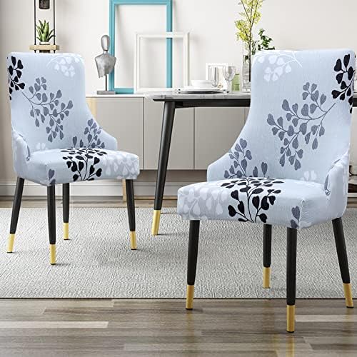 Liykimt Stretch Wingback Side Cairs Slipcover-Accent Cover Cover Slipper With Arm Telderged Arm Canning Chain مع حامي مقطوع لتناول الطعام مجموعة من رمادي 2 رمادي - Image 2