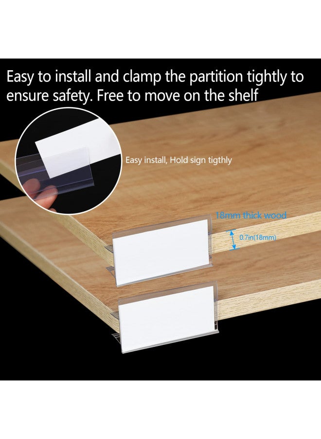 YWFAFO 36pcs Wood Shelf Label Holder Plastic Price Tag Holder Supermarket Retail Sign PVC Clear Shelf Label Holder (Includes 50 Pieces Label Inserts) Perfect Fits 18 mm Wooden Shelving. - Image 3