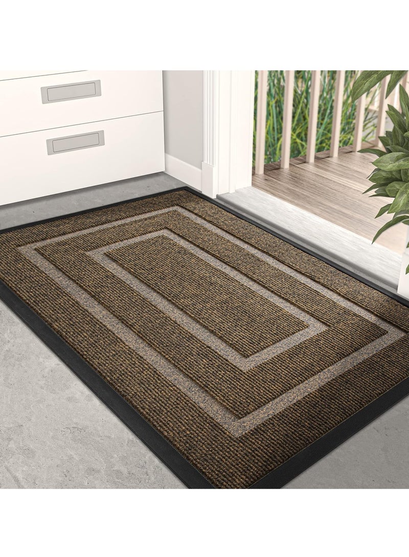 MIXDE Super Absorbent Moisture Resistant Door Mat,75x45CM Outdoor and Indoor Door Mat Home Welcome Mat, Front Welcome Mat Door Mat Suitable for Front Door, Patio, Hallway, Floor (Brown) - Image 1