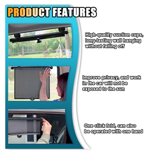 smilfuy 2PCS Car Window Shades for Baby, 18" x 20" Retractable Car Shades for Side Window with Suction Cups, Blocks Heat and UV Rays Glare Protection, Baby Auto Accessories for Vehicle House Office Window - Image 4