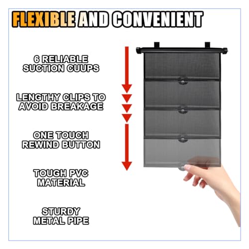 smilfuy 2PCS Car Window Shades for Baby, 18" x 20" Retractable Car Shades for Side Window with Suction Cups, Blocks Heat and UV Rays Glare Protection, Baby Auto Accessories for Vehicle House Office Window - Image 5