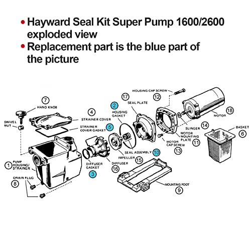 RO6G Replacement Hayward Super Pump Seal Kit for SP2600 SP1600 SP2600X 1600 1600X Fits Regular/X/VSP Models (Please Pay Attention to The Model When Purchasing) - Image 4