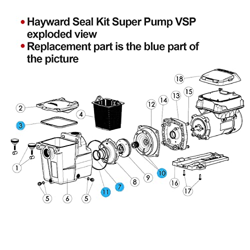 RO6G Replacement Hayward Super Pump Seal Kit for SP2600 SP1600 SP2600X 1600 1600X Fits Regular/X/VSP Models (Please Pay Attention to The Model When Purchasing) - Image 3