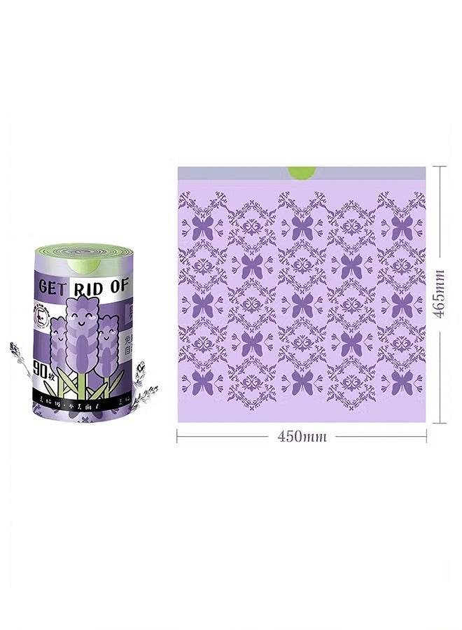 أكياس قمامة، أكياس قمامة صغيرة برائحة اللافندر، أكياس قمامة بسعة 4 جالونات مزودة برباط للحمام والمكتب وغرفة النوم والسيارة والتخييم في الهواء الطلق، مناسبة لعلبة قمامة بسعة 2-4 جالونات، طباعة ملونة، أرجوانية، 50 قطعة - Image 2