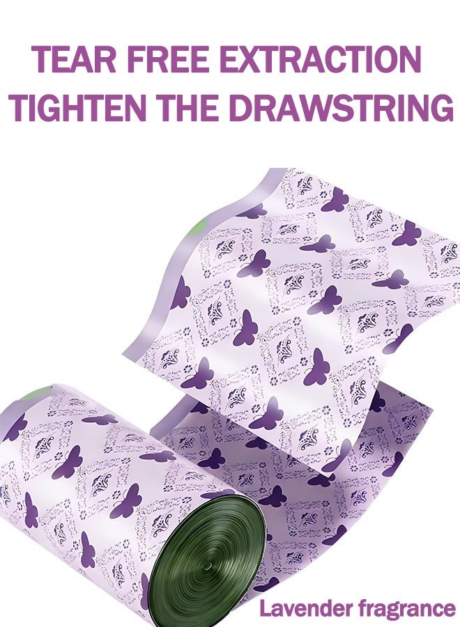 أكياس قمامة، أكياس قمامة صغيرة برائحة اللافندر، أكياس قمامة بسعة 4 جالونات مزودة برباط للحمام والمكتب وغرفة النوم والسيارة والتخييم في الهواء الطلق، مناسبة لعلبة قمامة بسعة 2-4 جالونات، طباعة ملونة، أرجوانية، 50 قطعة - Image 3