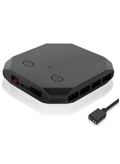 SYOSI Fan Hub Controller/Splitter for 4-Pin & 3-Pin PC Cooling Fans, PWM Addressable RGB Fan Controller,Powering Up to 14 Fans, with SATA Interface Power Supply, Reset Button line, FH14-5V  - Image 1