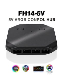 SYOSI Fan Hub Controller/Splitter for 4-Pin & 3-Pin PC Cooling Fans, PWM Addressable RGB Fan Controller,Powering Up to 14 Fans, with SATA Interface Power Supply, Reset Button line, FH14-5V  - Image 2