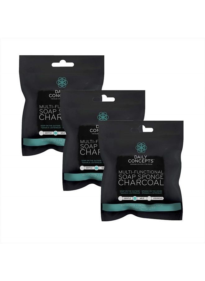 Daily Concepts Multi-Functional Soap Sponge Charcoal PACK OF 3  - Image 1