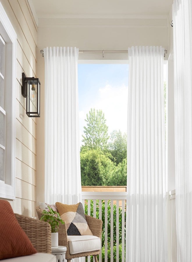 مود مجموعة قضبان ستائر خارجية من مود، قطر 1 1/8 بوصة، مع أغطية طرفية وقضيب ستائر فولاذي قابل للتعديل يُثبت على الحائط، يناسب النوافذ من 72 بوصة إلى 144 بوصة، لون نيكل - Image 4