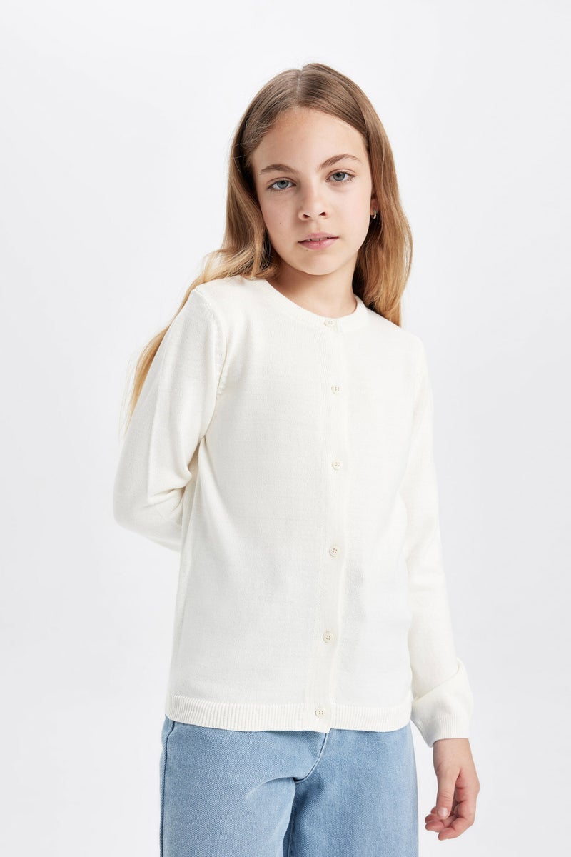 ديفاكتو جاكيت تريكو مدرسة بناتي بياقة دائرية وأزرار - Image 4