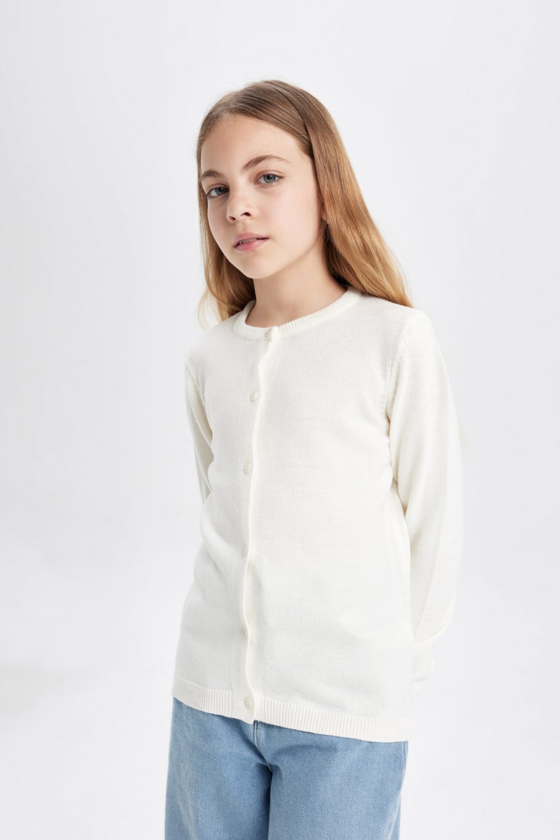 ديفاكتو جاكيت تريكو مدرسة بناتي بياقة دائرية وأزرار - Image 3