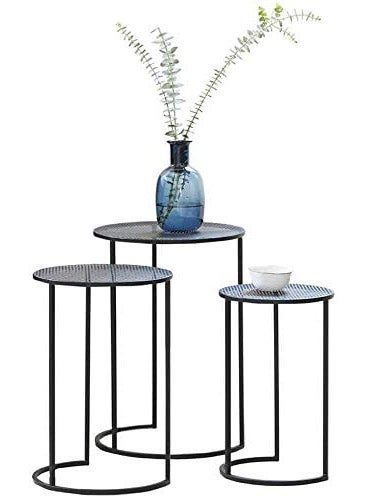 Generic Indian Decor 45948 Nest of 3 Tables Round Coffee Tables for Small Spaces Modern Side Tables for Living Room Entryway Black Metal End Bedside Tables  - Image 3