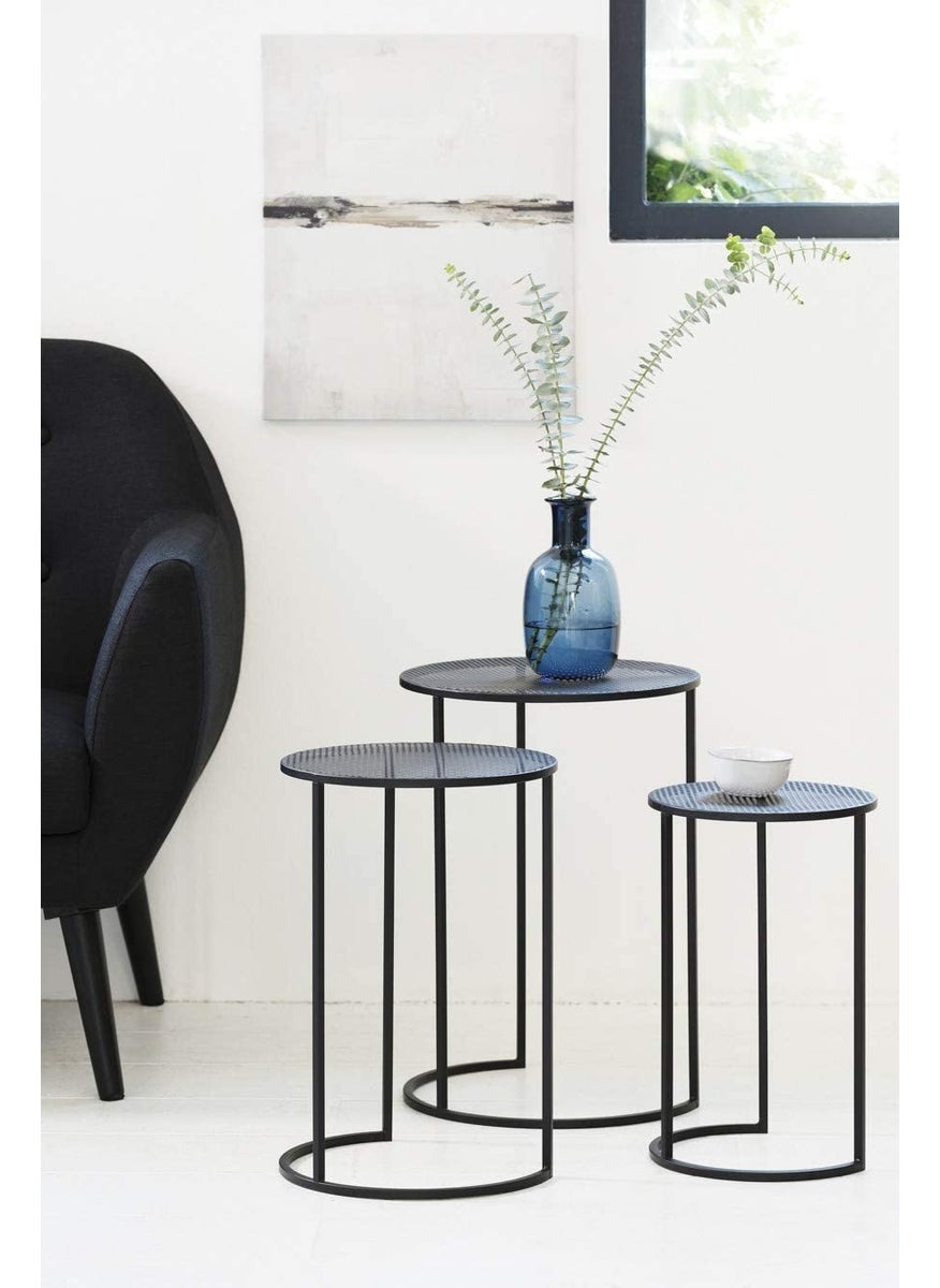 Generic Indian Decor 45948 Nest of 3 Tables Round Coffee Tables for Small Spaces Modern Side Tables for Living Room Entryway Black Metal End Bedside Tables  - Image 2