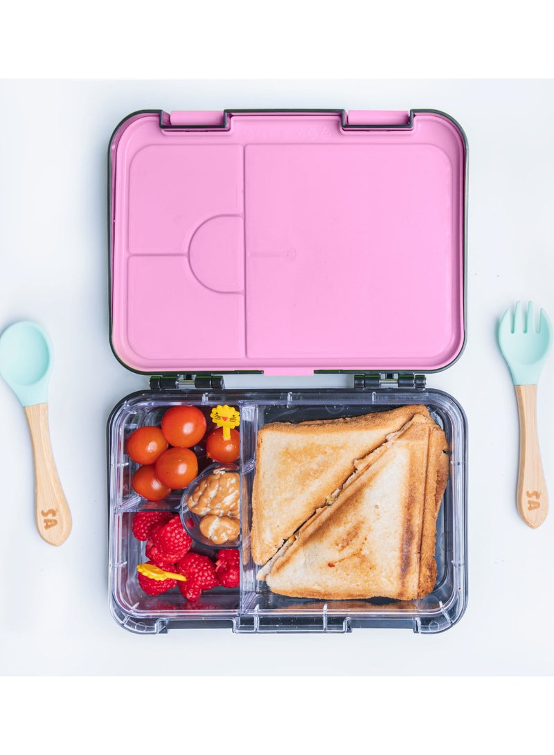 Snack Attack Bento Box or Lunch Box for Kids 4 or 6 Convertible Compartments Portion Lunch Box   Food Graded Materials BPA FREE & LEAK PROOF  Made of Triton Black Marmaid - Image 4