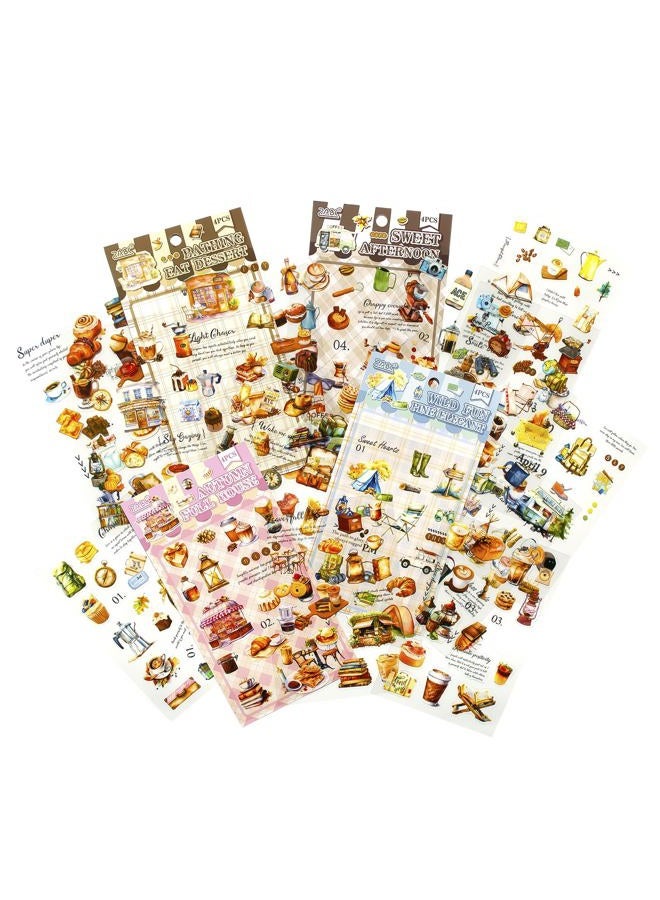 OKUPAN Vintage Food Stickers for Scrapbooking – 320+ Transparent PET Dessert, Coffee, Cake & Bread Stickers for Journaling, Junk Journal Supplies, Kids DIY Crafts, Baking & Camping Decoration - Image 1