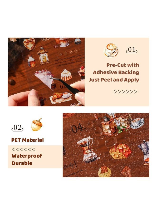 OKUPAN Vintage Food Stickers for Scrapbooking – 320+ Transparent PET Dessert, Coffee, Cake & Bread Stickers for Journaling, Junk Journal Supplies, Kids DIY Crafts, Baking & Camping Decoration - Image 5
