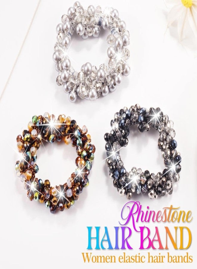 CAKURE Rhinestone Ponytail Holders Fancy Hair Ties Silver Scrunchies Sparkly Hair Accessories for Women - Image 2