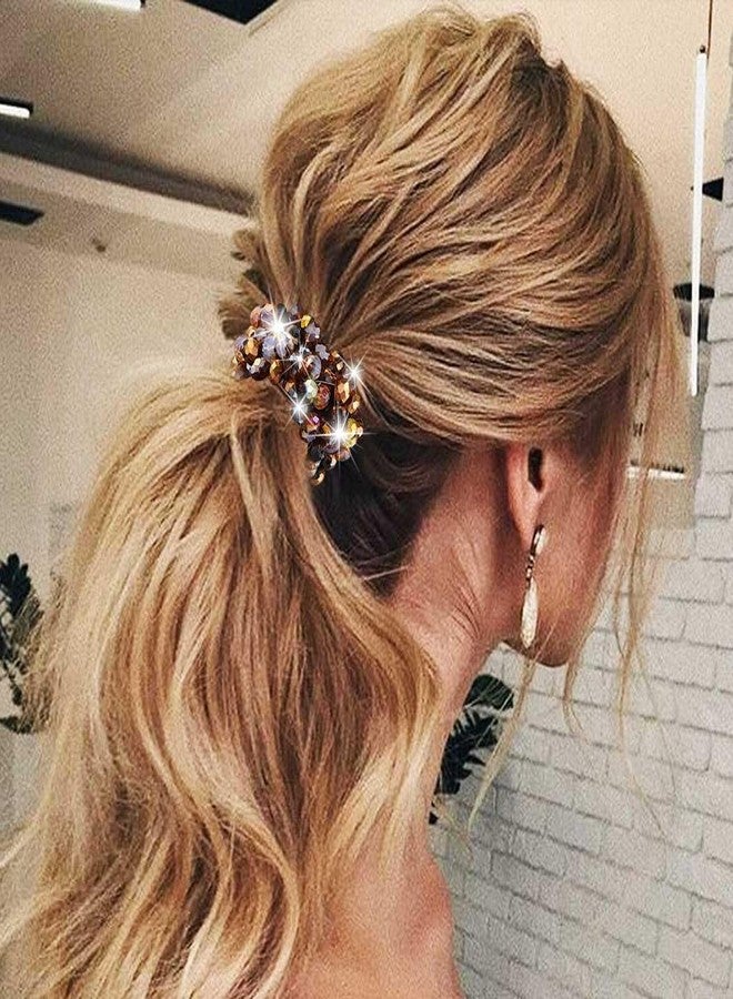 CAKURE Rhinestone Ponytail Holders Fancy Hair Ties Silver Scrunchies Sparkly Hair Accessories for Women - Image 5