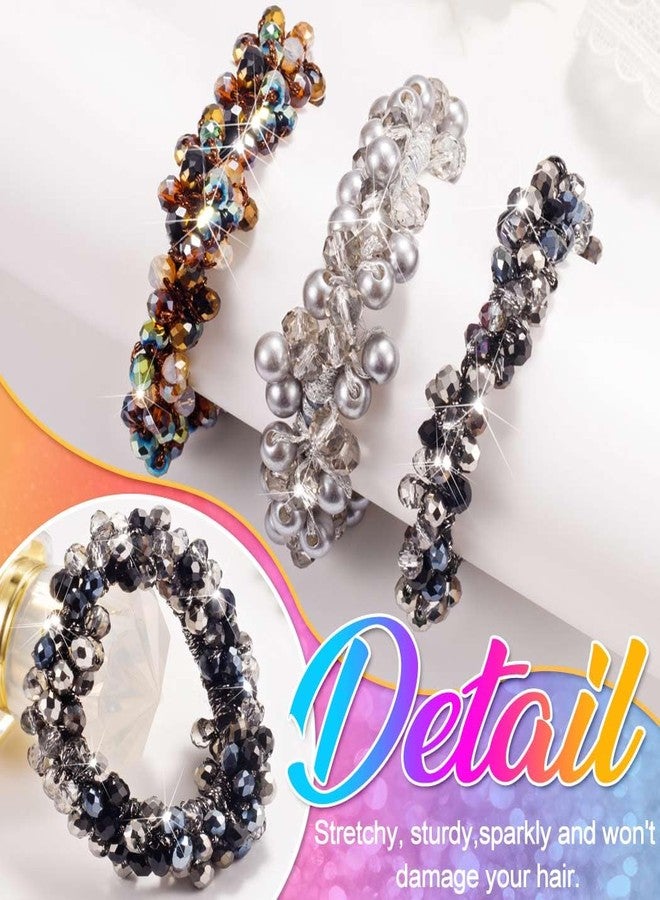 CAKURE Rhinestone Ponytail Holders Fancy Hair Ties Silver Scrunchies Sparkly Hair Accessories for Women - Image 4