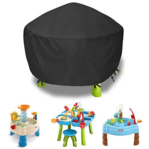 Aacabo Kids Water Table Cover Spiralin Seas Waterpark Play Sand Water Table Outdoor Toys Cover 34X34X18 inchBlack - Image 1