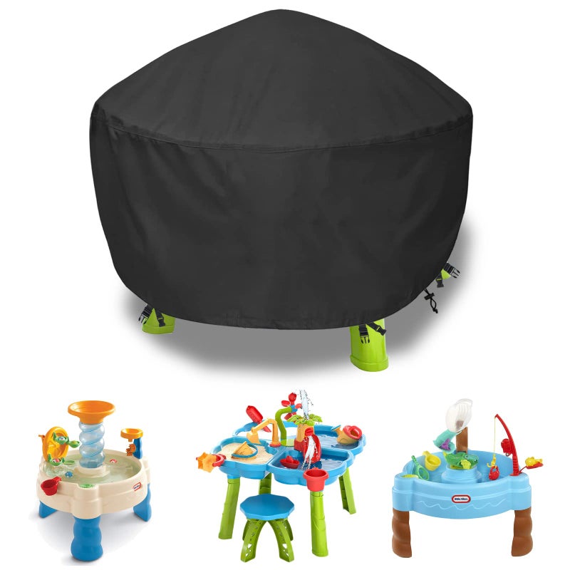 Aacabo Kids Water Table Cover Spiralin Seas Waterpark Play Sand Water Table Outdoor Toys Cover 34X34X18 inchBlack - Image 4