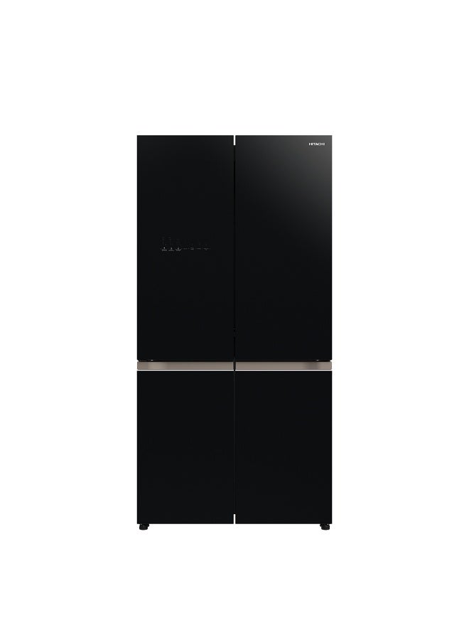 HITACHI 720L Gross, Net 514L, Side by Side 4 Door Refrigerator, 10 Year Warranty on Inverter Compressor, French Door Fridge, Dual Fan Cooling, Automatic Ice Maker RWB720VUK04GBK Glass Black 720 L RWB720VUK04GBK Glass Black - Image 1
