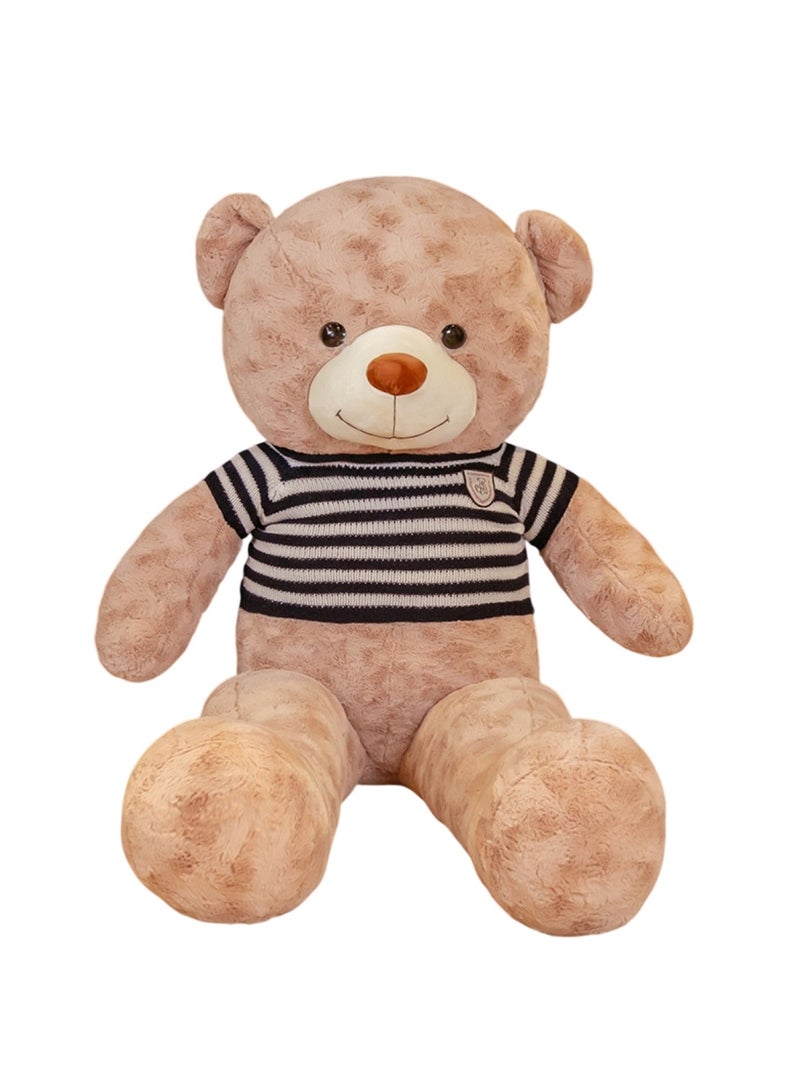 Huitich Dark Brown Plush Teddy Bear with Black and white striped sweater 80cm, 1.5kg  - Image 1