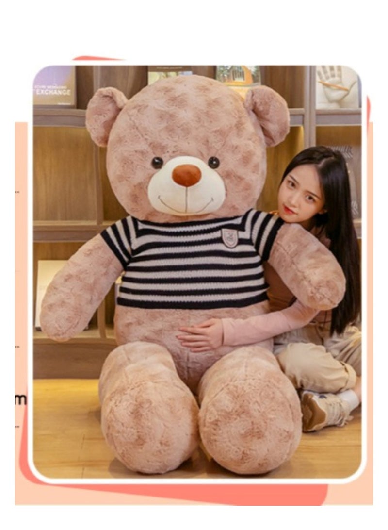 Huitich Dark Brown Plush Teddy Bear with Black and white striped sweater 80cm, 1.5kg  - Image 3