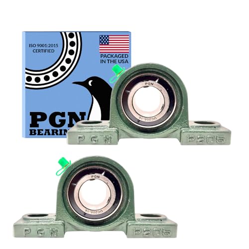 PGN Bearings محمل كتلة الوسادة PGN UCP205-16 - عبوة من 2 محامل مصنوعة من الفولاذ الكرومي مع ثقب 1 بوصة - ذاتية المحاذاة - Image 1