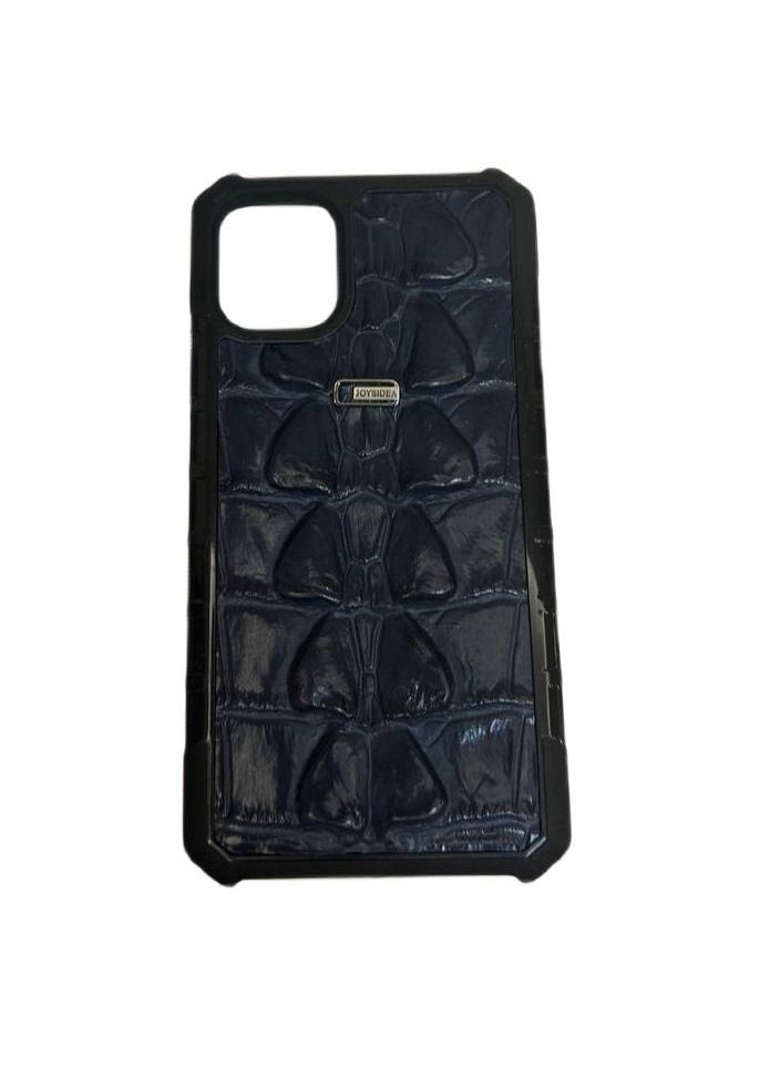 JS Crocodile Skin Pattern Leather Case for iPhone 11 Dark Blue  - Image 1