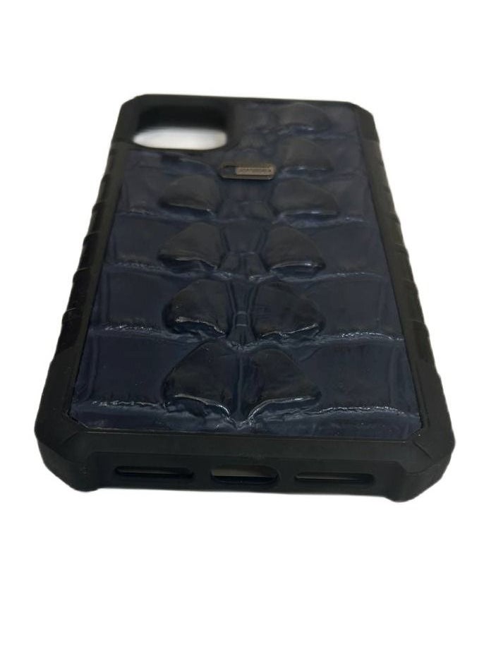 JS Crocodile Skin Pattern Leather Case for iPhone 11 Dark Blue  - Image 2