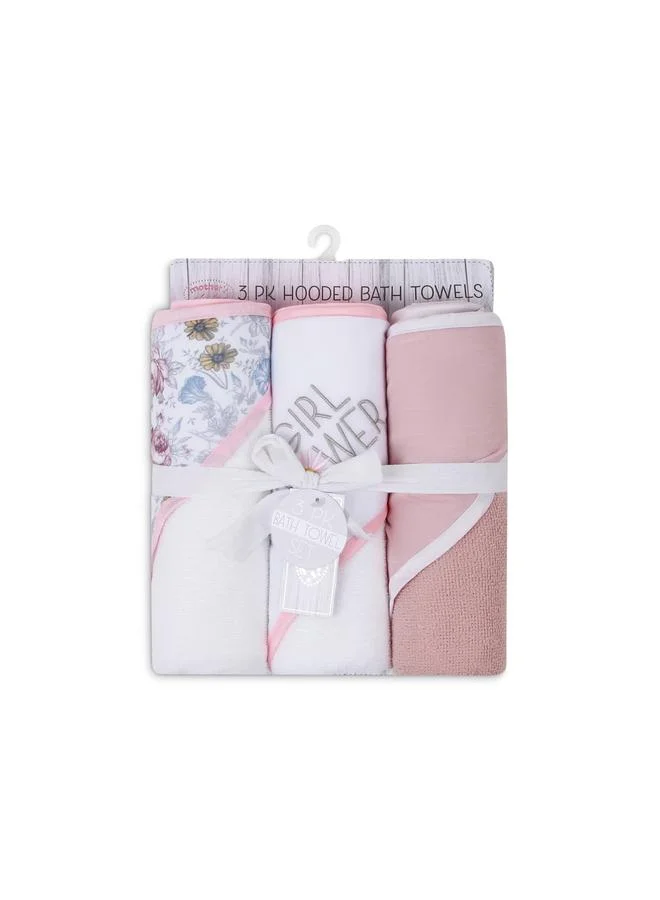 Luna & Lily Pack of 3 - Floral Print Soft Hooded Towel