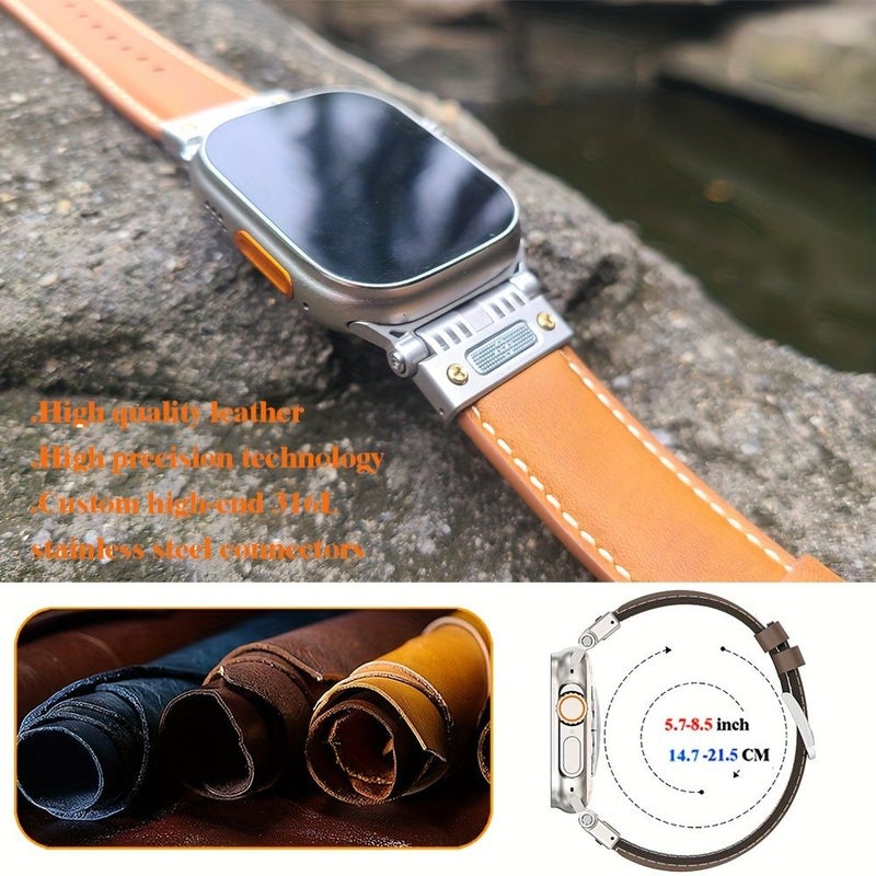 Genuine Strap for Apple Watch Ultra Series 49mm Light Brown Rugged Stainless Steel Metal Connectors - Image 2