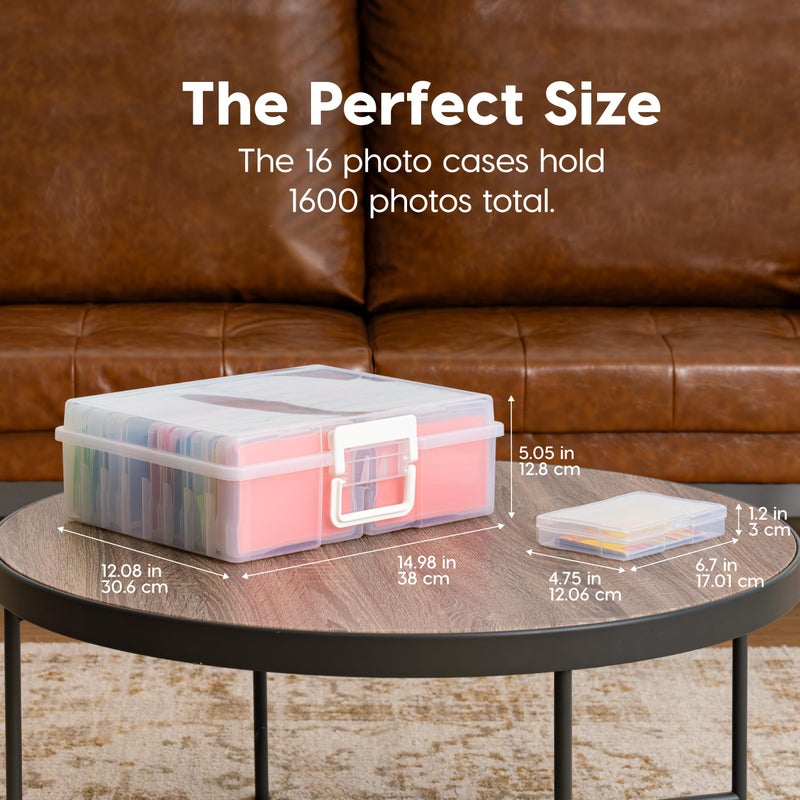 IRIS USA 4" x 6" Photo Storage Craft Keeper, 2 Pack, Main Container with 16 Organization Cases for Pictures, Crafts, Scrapbooking, Stationery Storage, Protection and Organization, Clear - Image 2