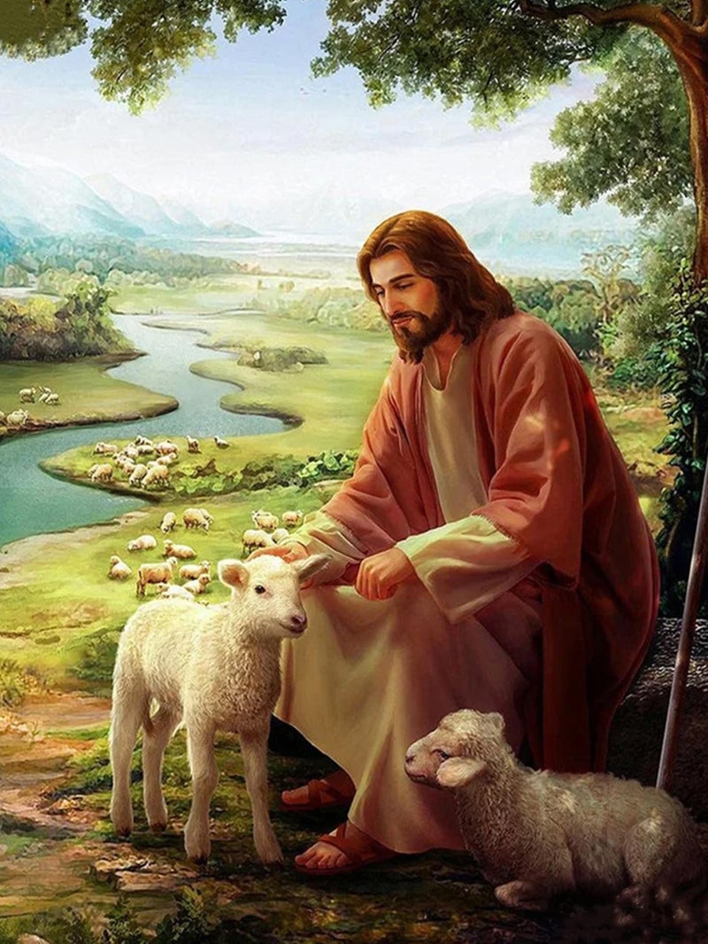 mrpwnle Diamond Painting Kits for Adults-Jesus Diamond Art Kits for Adults Beginners, 5D Diamond Painting Jesus, DIY Full Drill Christ Diamond Painting Gem Art Crafts Kit Home Decor 12x16in - Image 1