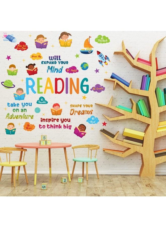 Leinuosen Kids Wall Decals Classroom Decals Colorful Inspirational Wall Decals Daycare Decals Playroom Wall Decor Motivational Wall Decals Positive Saying Sticker Splatter Wall Sticker?Reading?  - Image 3