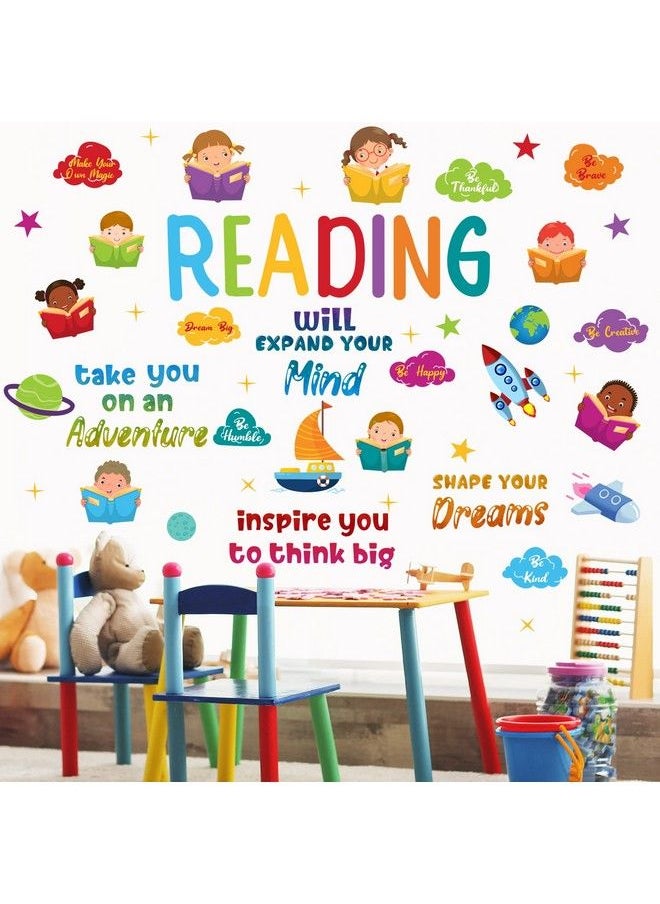 Leinuosen Kids Wall Decals Classroom Decals Colorful Inspirational Wall Decals Daycare Decals Playroom Wall Decor Motivational Wall Decals Positive Saying Sticker Splatter Wall Sticker?Reading?  - Image 2