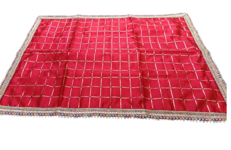 My God Gift Pooja Aasan/Asan for Puja and Mandir Puja Altar Cloth Printed Pooja Chowki Assan Mat for Mandir (18x24 INCH)(45X60 CM). (Red Check) - Image 5