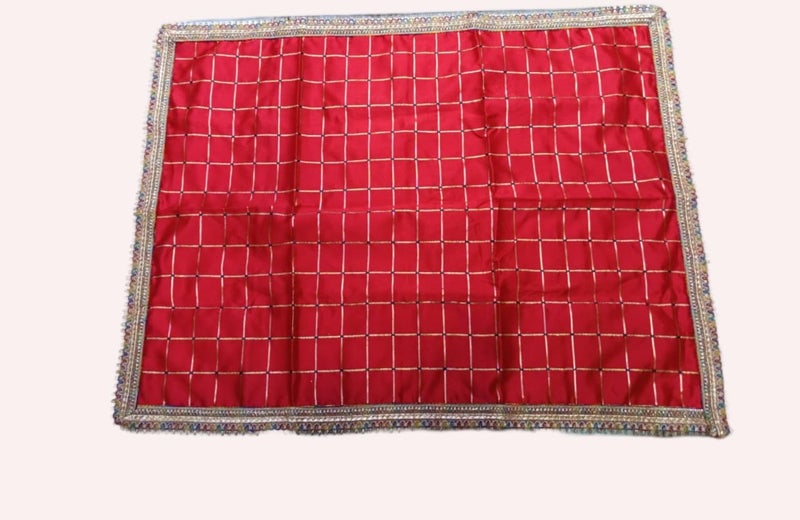 My God Gift Pooja Aasan/Asan for Puja and Mandir Puja Altar Cloth Printed Pooja Chowki Assan Mat for Mandir (18x24 INCH)(45X60 CM). (Red Check) - Image 4