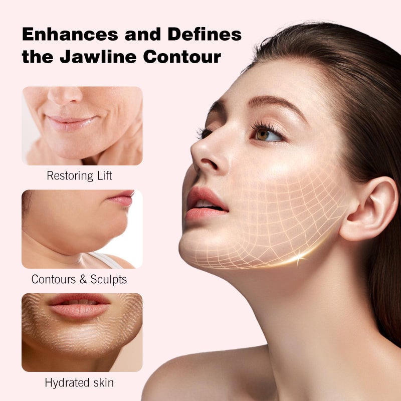 YAFUSIPE V Line Face Lifting Mask, 10 Pack V Line Chin Strap Lifting Double Chin Reducer, Polypeptide Protein Collagen Neck and Face Slimming Masks, Hydrating Neck Sheet Mask for Women Tightening - Image 2