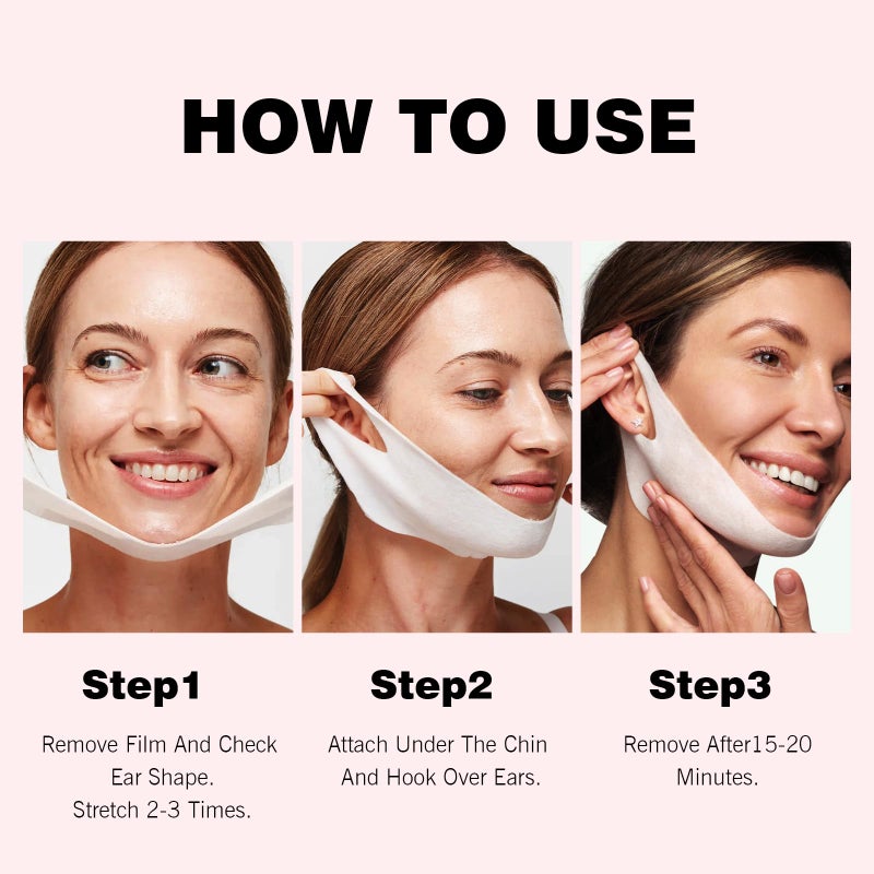 YAFUSIPE V Line Face Lifting Mask, 10 Pack V Line Chin Strap Lifting Double Chin Reducer, Polypeptide Protein Collagen Neck and Face Slimming Masks, Hydrating Neck Sheet Mask for Women Tightening - Image 3