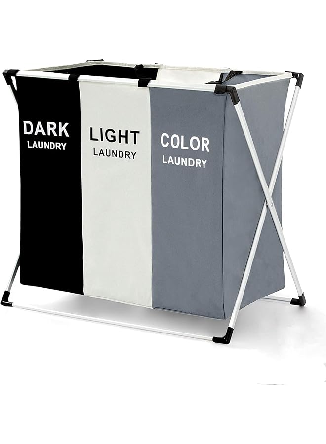 Zaboon Section Laundry Basket Printed Dark Light Color 65.5Cm × 39.5Cm X 60Cm Foldable Hamper/Sorter With Waterproof Oxford Bags And Aluminum Frame Washing Clothes Storage For Home Dormitary - Image 1
