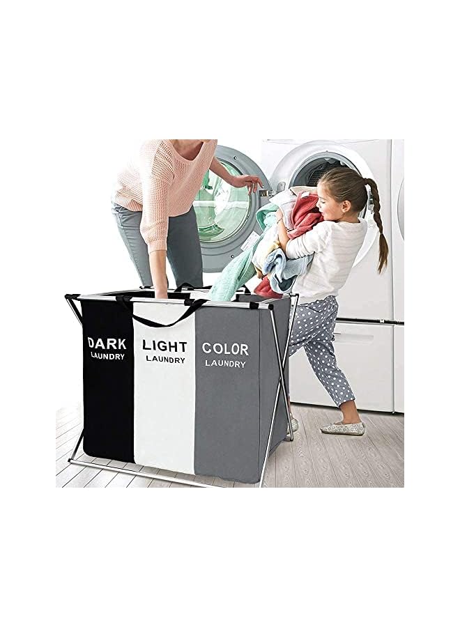 Zaboon Section Laundry Basket Printed Dark Light Color 65.5Cm × 39.5Cm X 60Cm Foldable Hamper/Sorter With Waterproof Oxford Bags And Aluminum Frame Washing Clothes Storage For Home Dormitary - Image 3