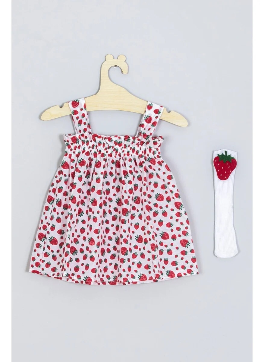 ادا بيبيك تشوكوك Ada Baby Kids Strawberry Strawberry Dress Knee Length Socks Set 007