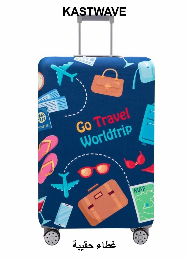 KASTWAVE Luggage Cover, Washable Suitcases Protector Fits 18-21 Inch Luggages (Go travel-Trip, S) - Image 1