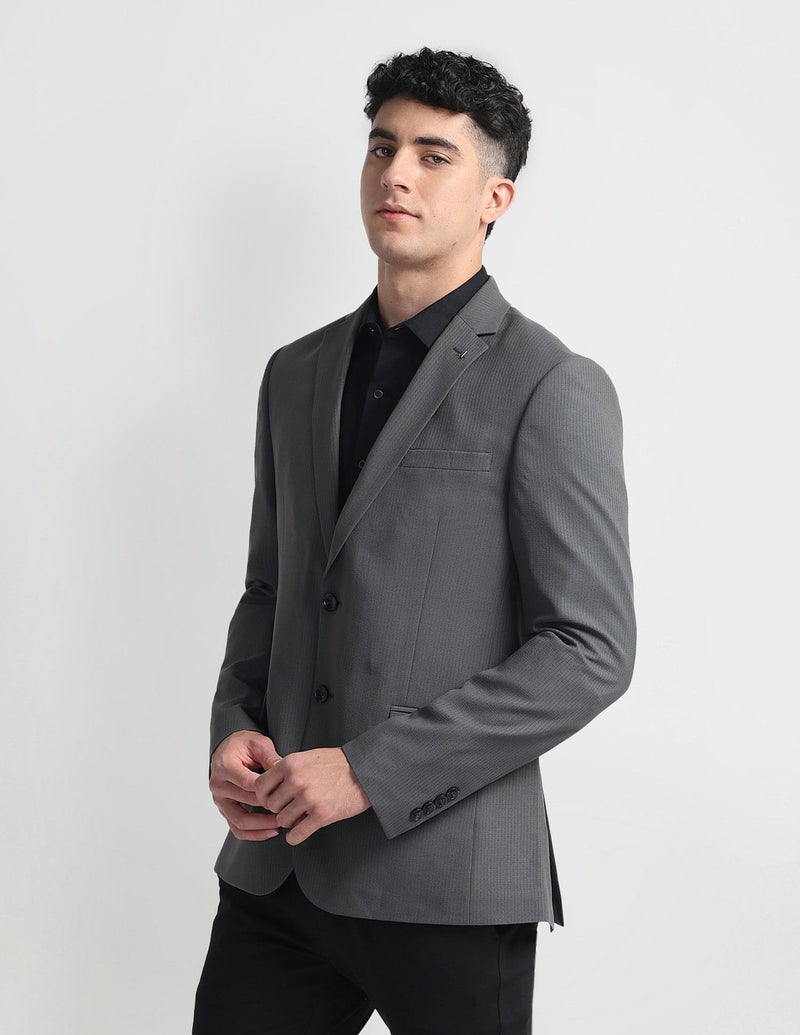 Arrow Patterned Weave Tailored Fit Blazer Grey - Image 5