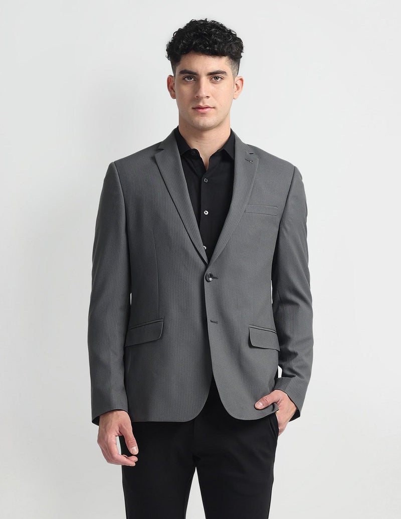 Arrow Patterned Weave Tailored Fit Blazer Grey - Image 2